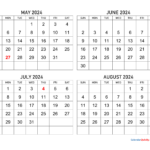 May To August 2024 Calendar | Calendar Quickly Pertaining To Printable Calendar August 2024 May 2025