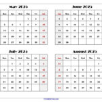 May To August 2025 Calendar Printable Pdf | Four Months Calendar In Printable Calendar August 2025 May 2025