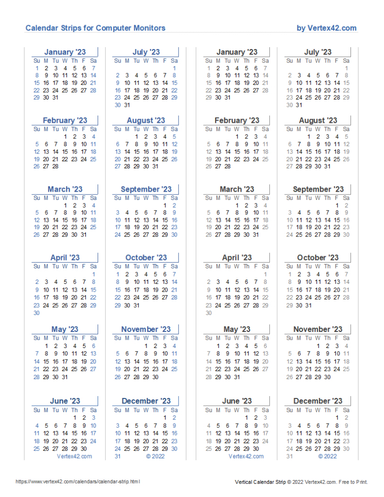 Monitor Calendar Strip Template For 2025 Calendar Strip Printable