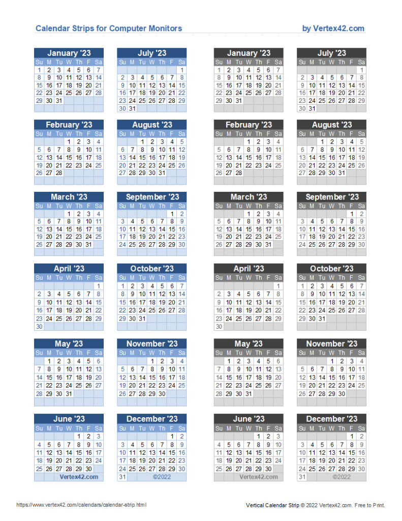 Monitor Calendar Strip Template For 2025 Strip Calendar Printable Free Download