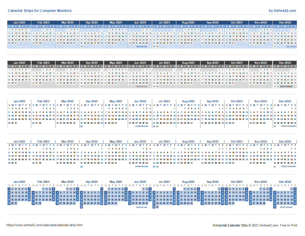 Monitor Calendar Strip Template for 2025 Strip Calendar Printable Free Download