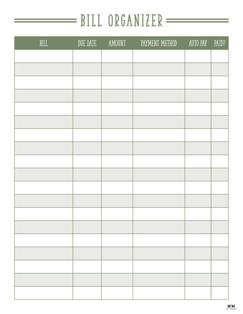 Monthly Bill Organizers - 18 Free Printables | Printabulls regarding Free Printable Bill Calendar 2025