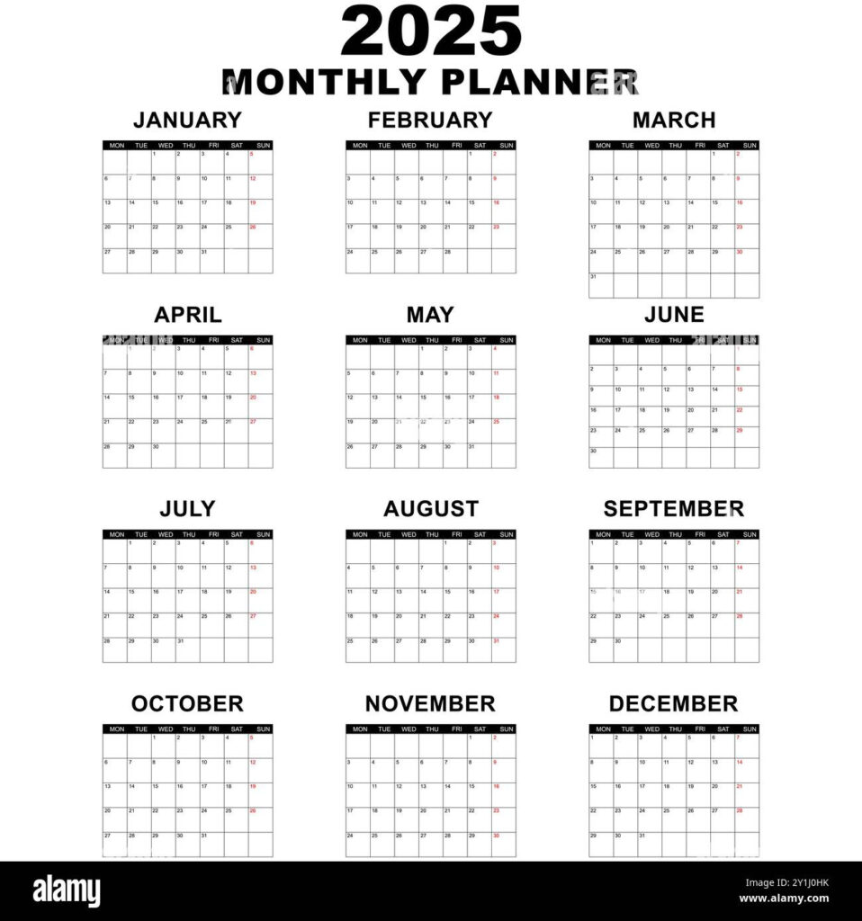 Monthly Calendar Template For 2025 Year. Wall Calendar In A Regarding Monthly Planning Calendar 2025 Printable