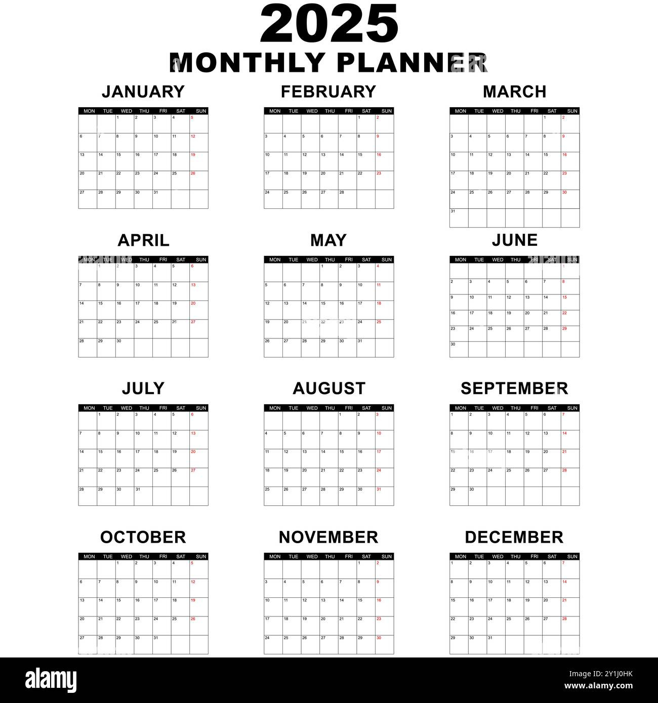 Monthly Calendar Template For 2025 Year. Wall Calendar In A regarding Monthly Planning Calendar 2025 Printable