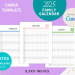 Monthly Family Calendar 2025, Canva Editable, Printable, Letter For Printable Family Calendar 2025