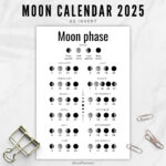 Moon Phase Calendar 2025, Lunar Calendar, A5 Planner Inserts   Etsy For 2025 Full Moon Calendar Printable