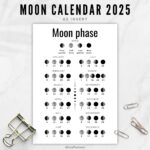 Moon Phase Calendar 2025, Lunar Calendar, A5 Planner Inserts   Etsy With Printable Full Moon Calendar 2025