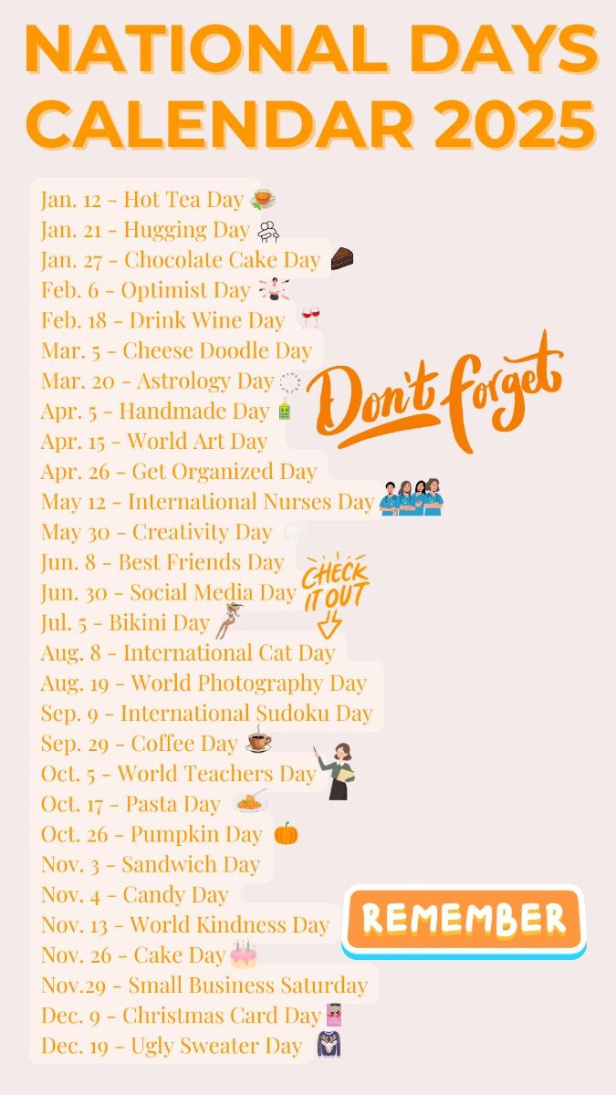 National Days Calendar 2025 Printable Free