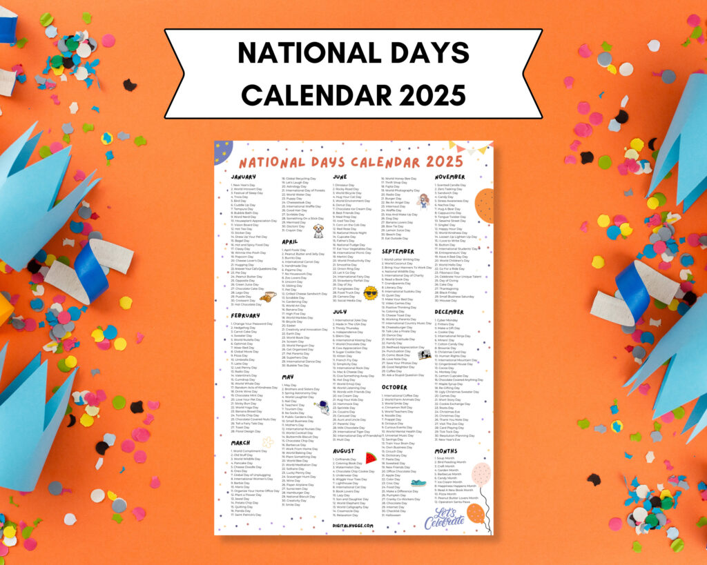 National Days Calendar Printable 2025 National Holidays Calendar With Regard To National Day Calendar 2025 Printable Free Download