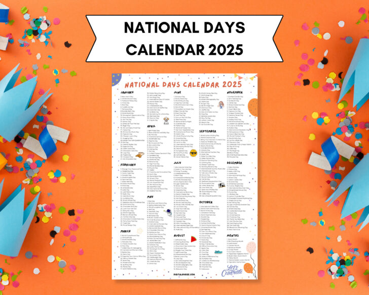 National Day Calendar 2025 Printable Free Free Download