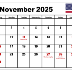 November 2025 Calendar Printable Pdf Template With Holidays With November 2025 Calendar With Holidays Printable Free