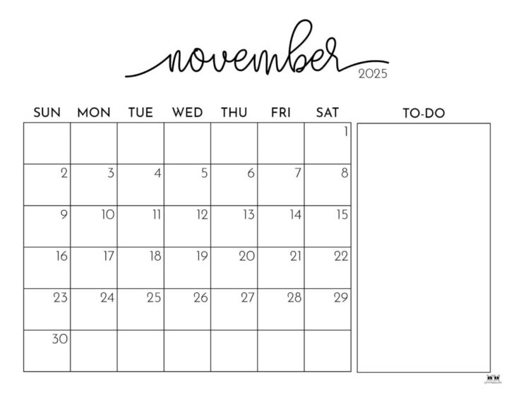 Printable Calendar 2025 November