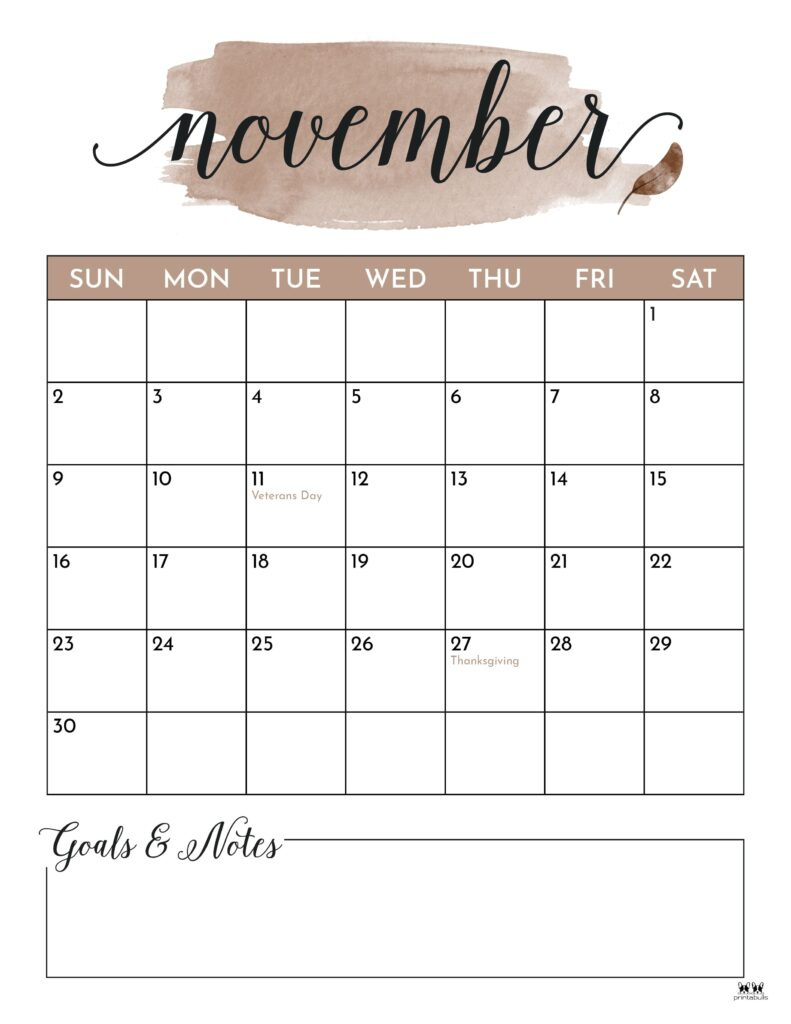 November 2025 Calendars - 107 Free Printables | Printabulls pertaining to November 2025 Printable Calendar With Holidays