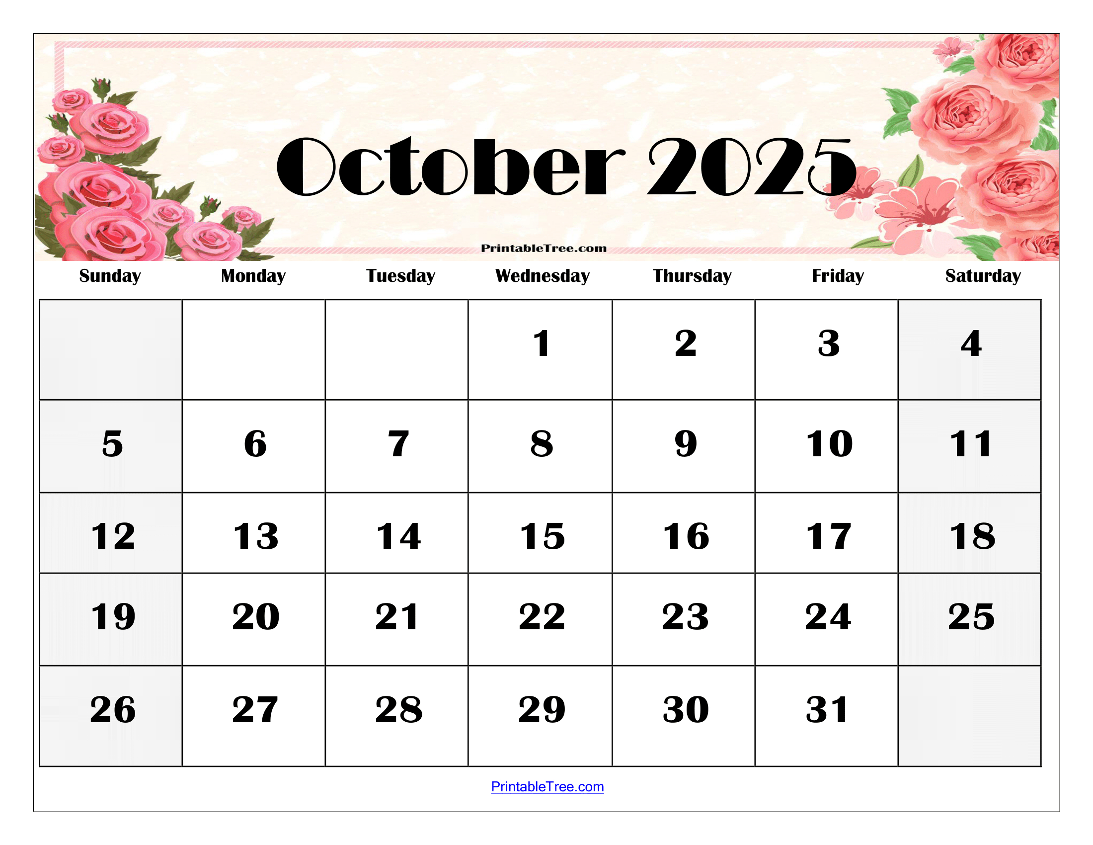 October 2025 Calendar Printable Pdf Template With Holidays in Oct 2025 Calendar Printable