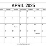 Printable April 2025 Calendar For April 2025 Printable Calendar With Holidays