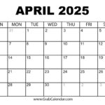 Printable April 2025 Calendar Inside Printable March April 2025 Calendar