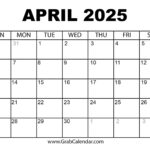 Printable April 2025 Calendar Throughout March April 2025 Calendar Printable