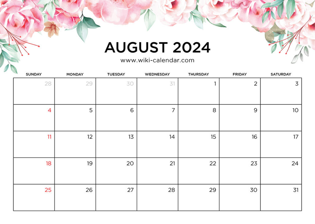 Printable August 2024 Calendar Templates With Holidays Regarding August 2025 Calendar Printable Wiki