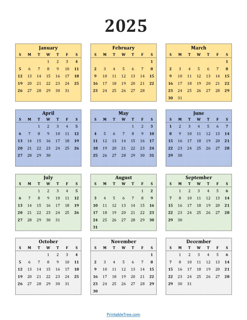 Printable Calendar 2025 One Page With Holidays (Single Page) 2025 For 1 Page 2025 Calendar Printable