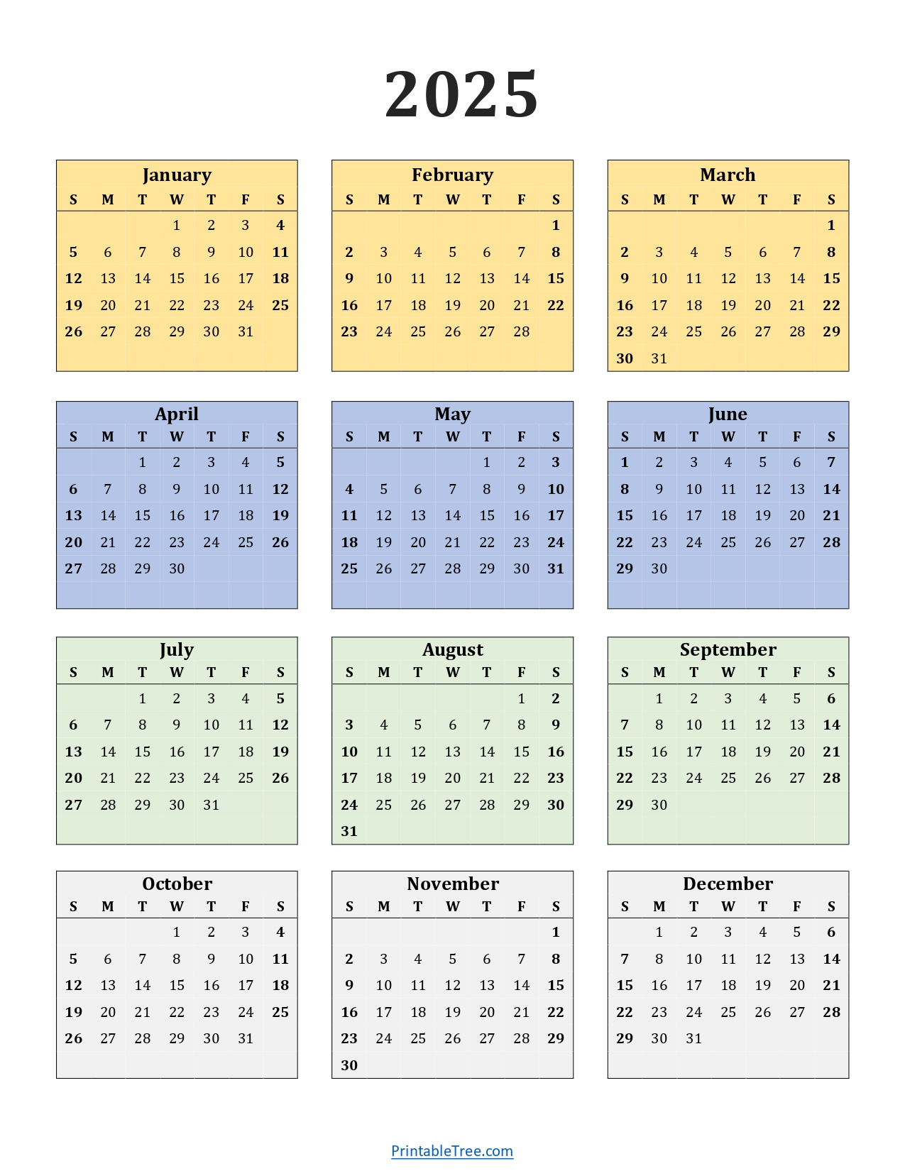 Printable Calendar 2025 One Page With Holidays (Single Page) 2025 for 1 Page 2025 Calendar Printable