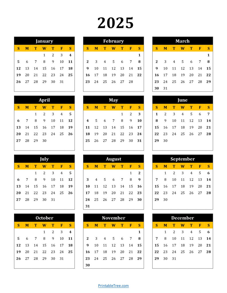 Printable Calendar 2025 One Page With Holidays (Single Page) 2025 For 2025 Julian Calendar Printable Free Download