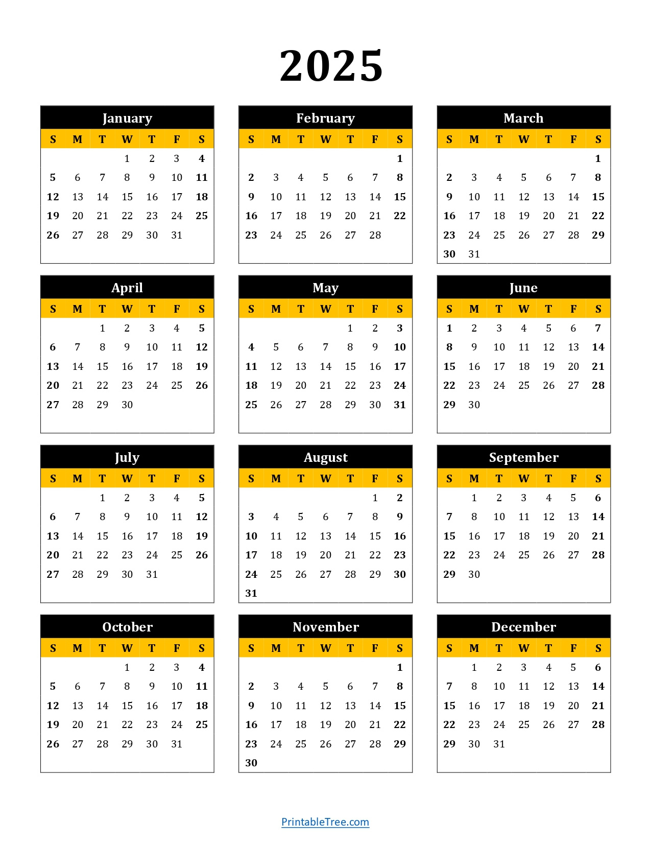 Printable Calendar 2025 One Page With Holidays (Single Page) 2025 for 2025 Julian Calendar Printable Free Download