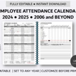 Printable Employee Attendance Calendar Custom Attendance Calendar In Printable 2025 Attendance Calendar