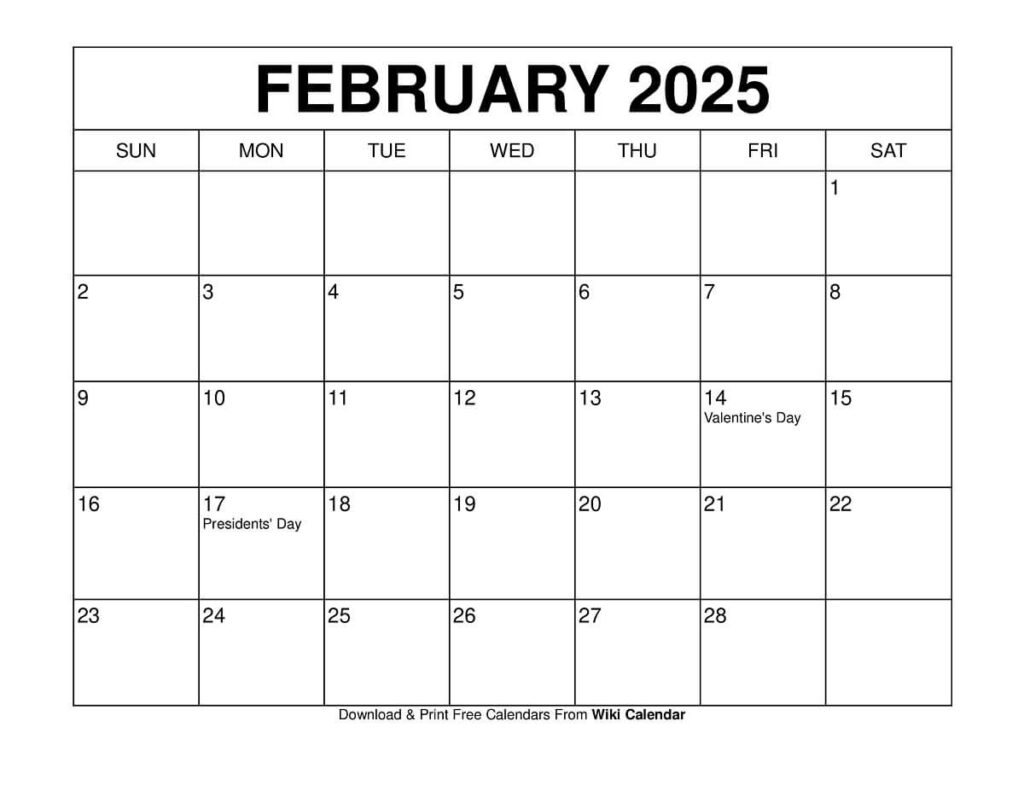 Printable February 2025 Calendar Templates With Holidays Intended For September 2025 Calendar Printable Wiki