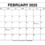 Printable February 2025 Calendar Templates With Holidays Intended For September 2025 Calendar Printable Wiki