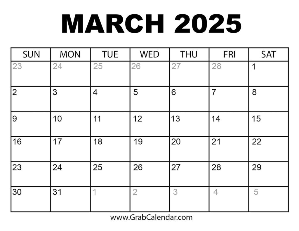 Printable March 2025 Calendar Inside Printable Calendar March And April 2025