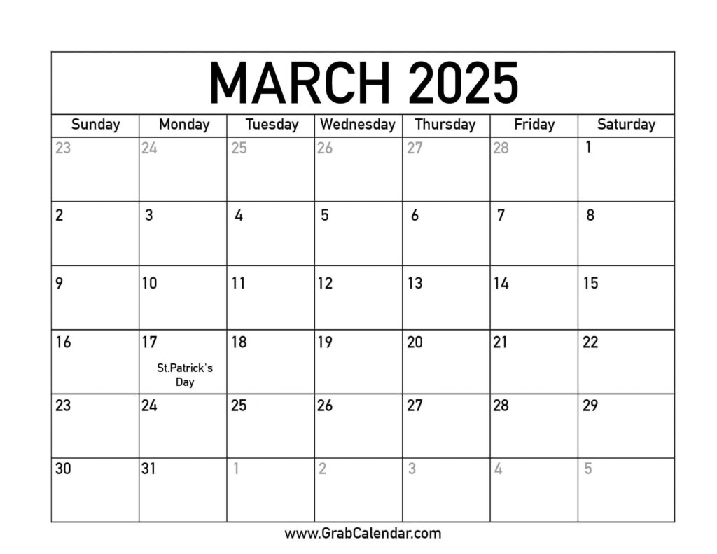 Printable March 2025 Calendar Intended For Printable March 2025 Calendar With Holidays