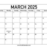 Printable March 2025 Calendar Intended For Printable March 2025 Calendar With Holidays