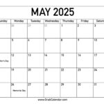 Printable May 2025 Calendar For May 2025 Calendar Printable With Holidays