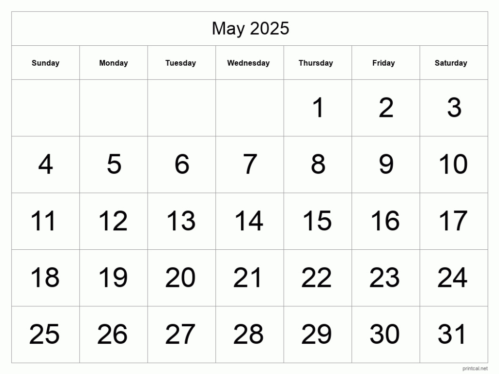 Printable May 2025 Calendar | Free Printable Calendars Pertaining To Blank Calendar Pages 2025 Printable