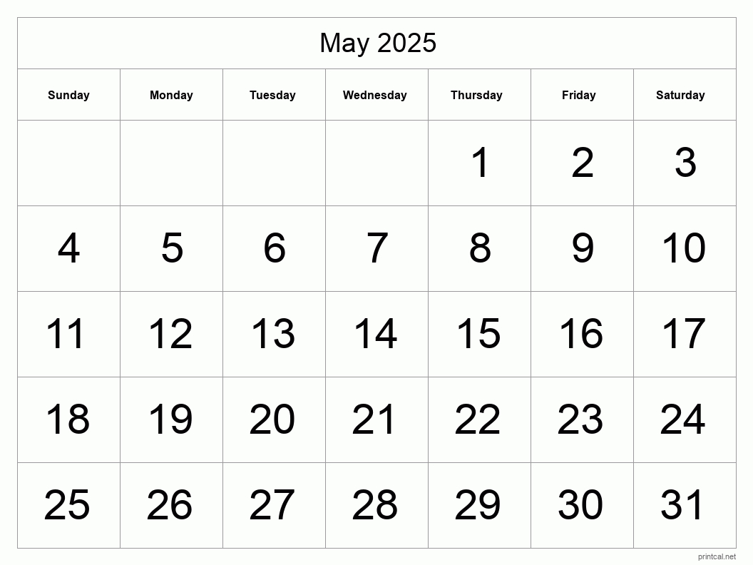 Printable May 2025 Calendar | Free Printable Calendars pertaining to Blank Calendar Pages 2025 Printable