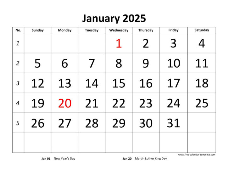 2025 Calendar Printable Monthly