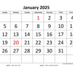 Printable Monthly Calendar 2025 | Free Calendar Template In 2025 Printable Calendar By Month With Holidays