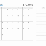 Printable Monthly Calendar With Notes   June 2025 Regarding Printable Calendar 2025 With Notes Section