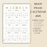 Printable Pdf Lunar Calendar, Moon Phase Calendar 2025   Etsy For Printable Moon Calendar 2025