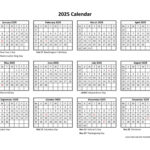 Printable Yearly Calendar 2025 | Free Calendar Template In Printable Desktop Calendar 2025