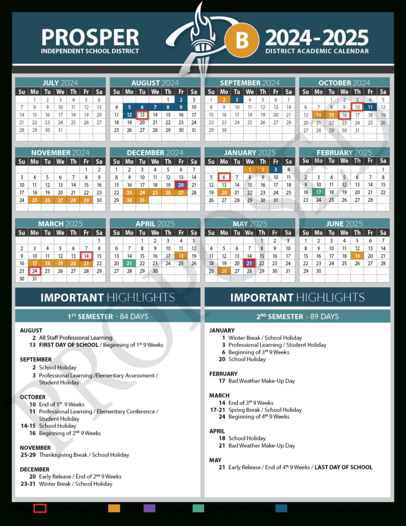 Prosper Isd Officials Seek Feedback On 2024 25 Academic Calendar Within Prosper Isd 2024   2025 Calendar Printable