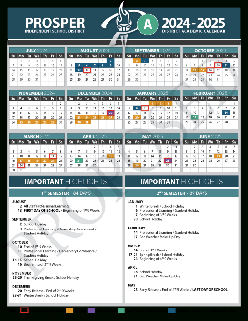 Prosper Isd Officials Select Calendar Option For 2024 25 School For Pearland Isd Calendar 2024   2025 Printable