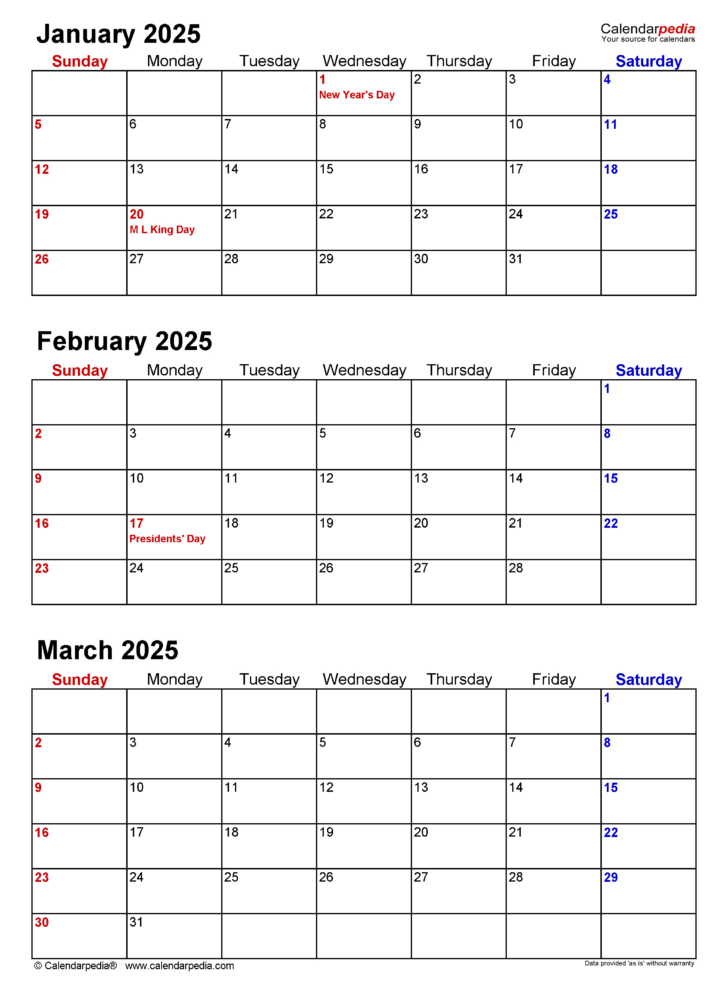 2025 Quarterly Calendar Printable Free