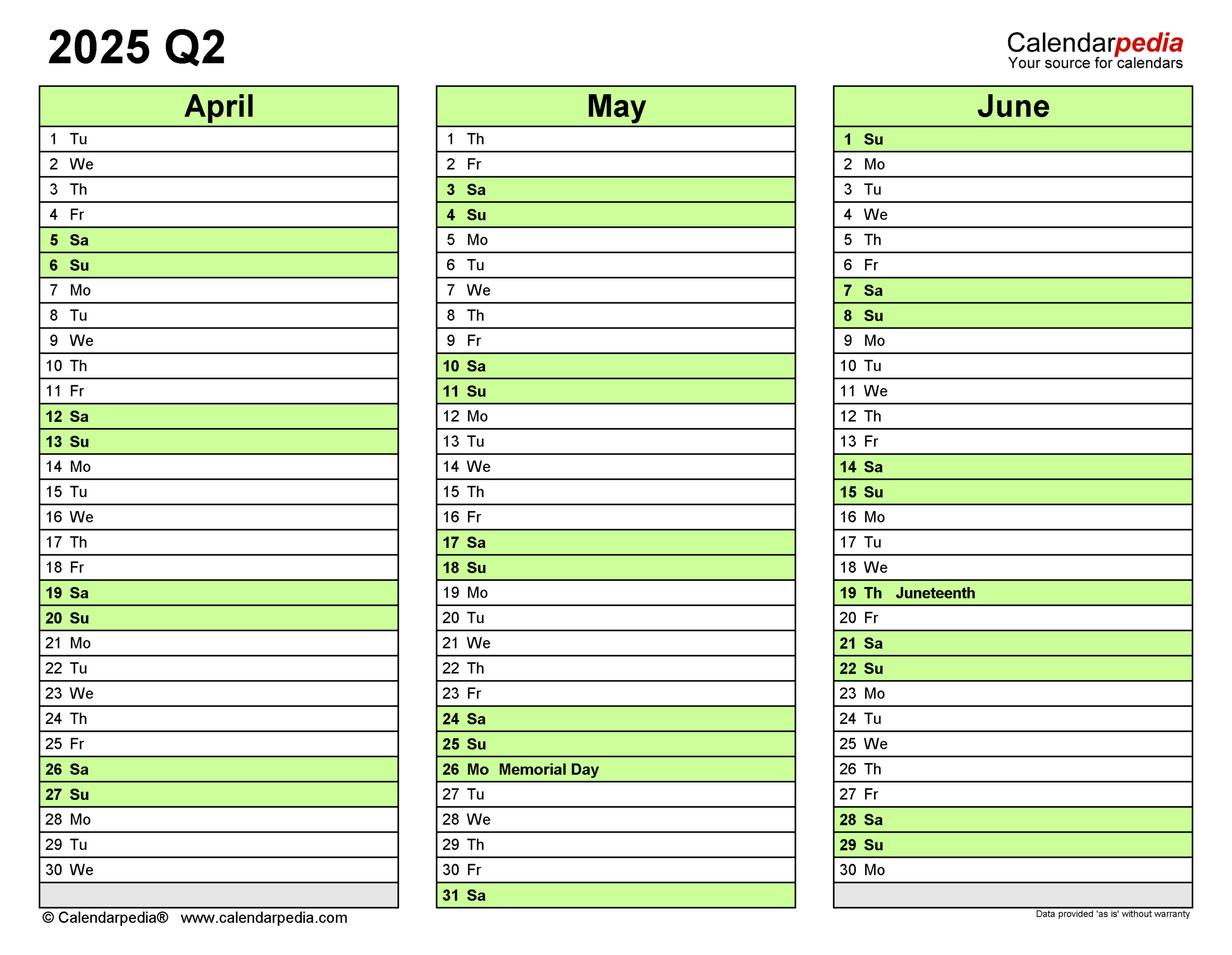 Quarterly Calendars 2025 - Free Printable Word Templates for Printable Calendar 2025 2 Months Per Page