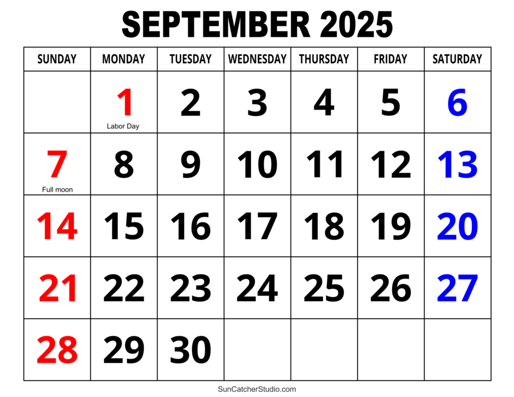 September 2025 Calendar (Free Printable) – Diy Projects, Patterns For September Schedule Calendar 2025 Printable