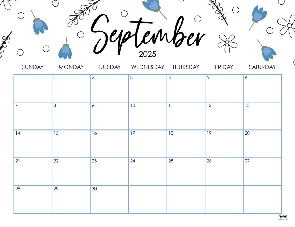 September 2025 Calendars - 107 Free Printables | Printabulls for Free September 2025 Calendar Printable