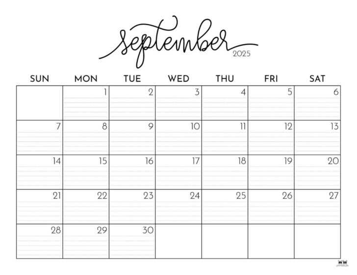 September Calendar Printable 2025