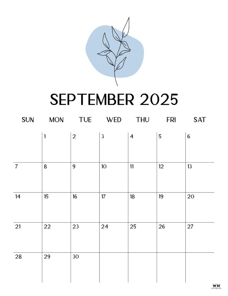 September 2025 Calendars - 107 Free Printables | Printabulls within September 2025 Calendar Printable Vertical