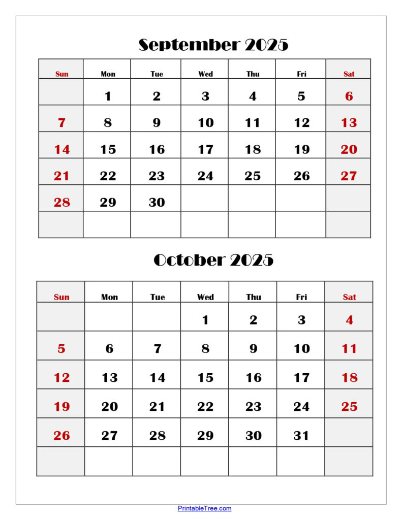 September And October 2025 Calendar Printable Pdf | Two Months Pertaining To September October 2025 Calendar Printable