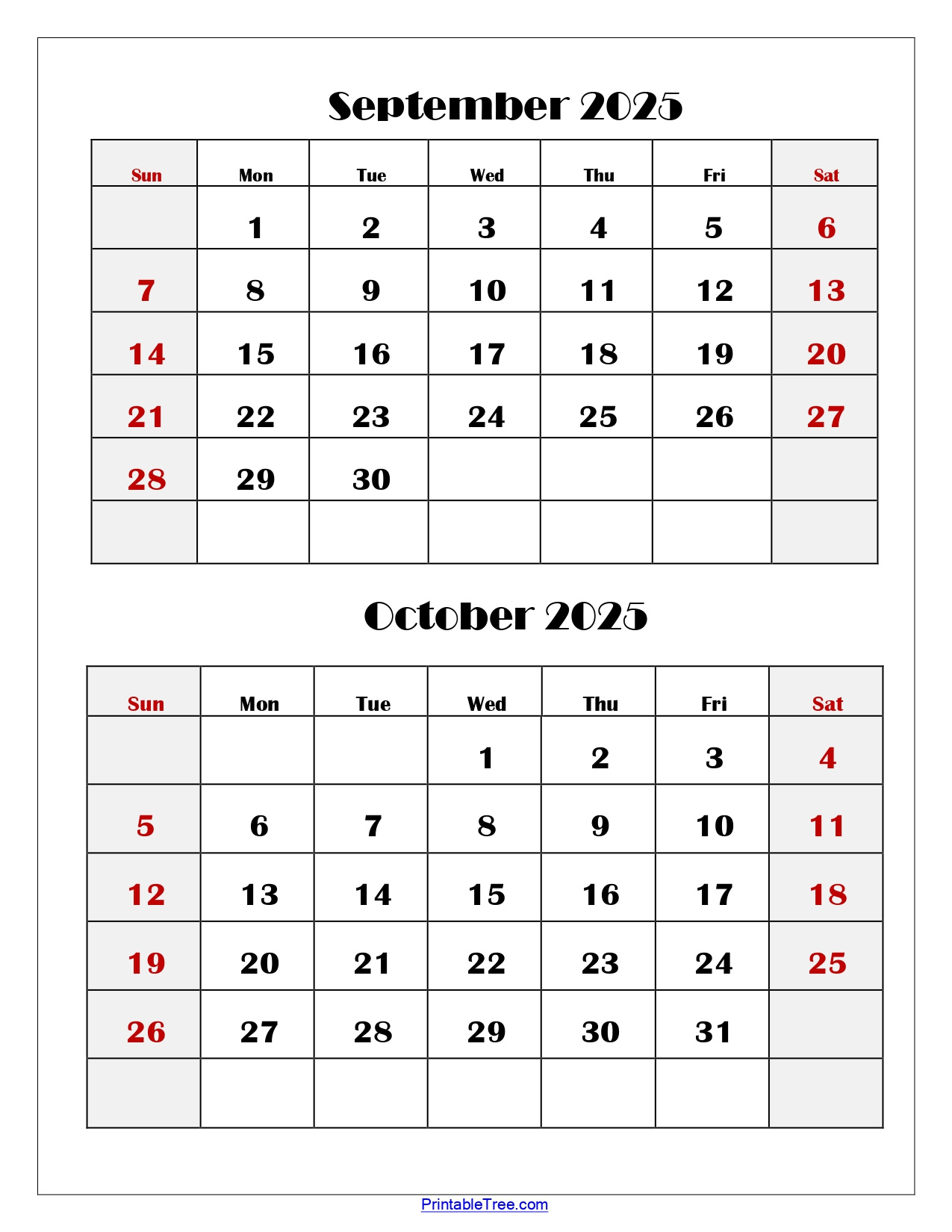 September And October 2025 Calendar Printable Pdf | Two Months pertaining to September October 2025 Calendar Printable